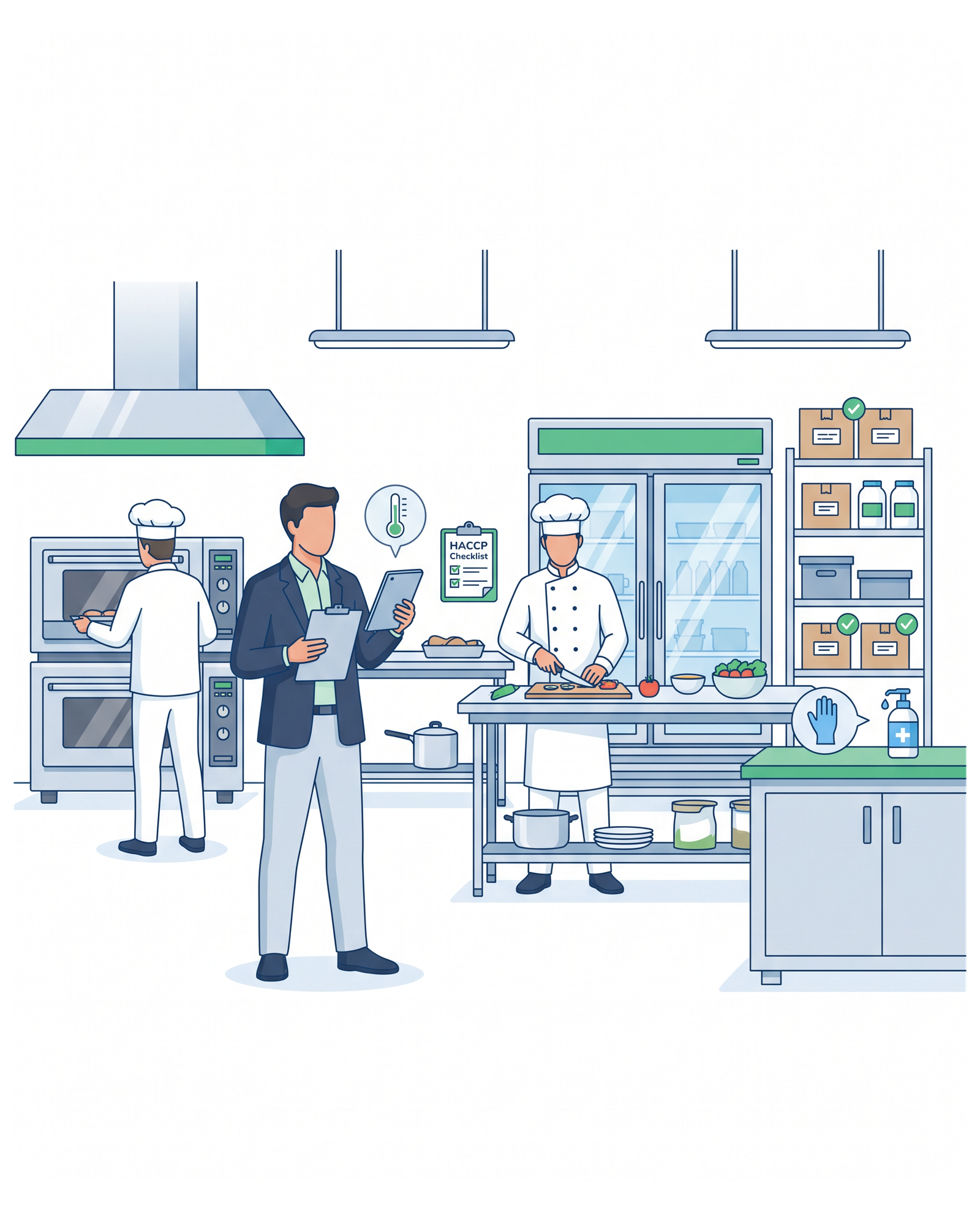 Consultant and chef reviewing kitchen operations data